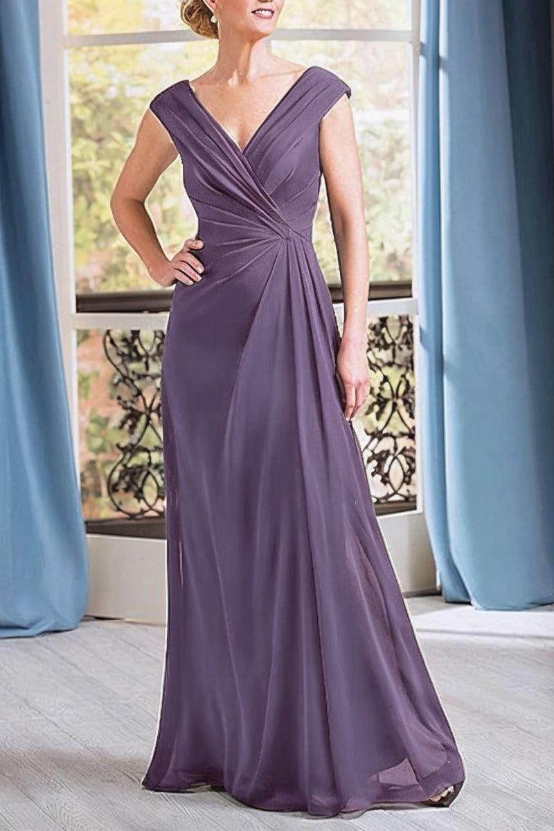 A-Line Floor Length Chiffon Mother Dress CM0076