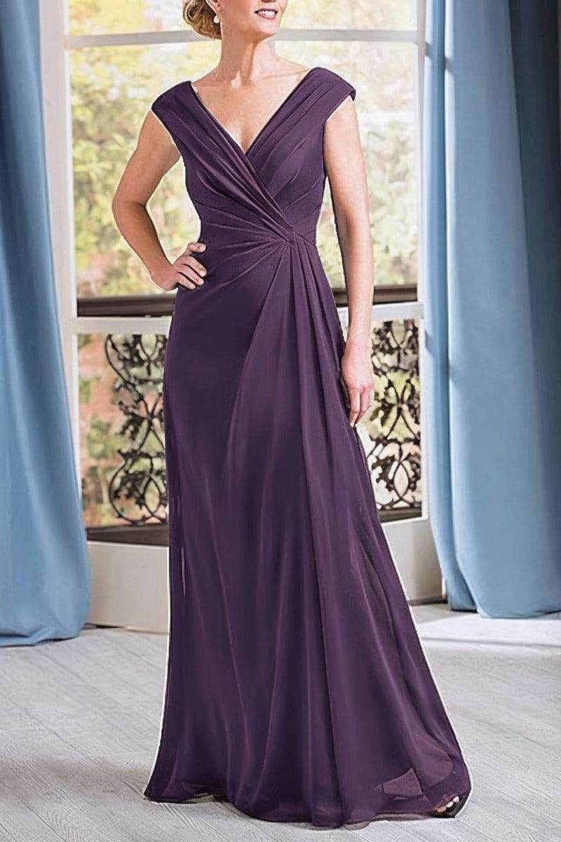 A-Line Floor Length Chiffon Mother Dress CM0076