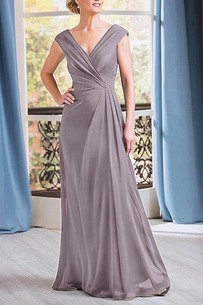 A-Line Floor Length Chiffon Mother Dress CM0076