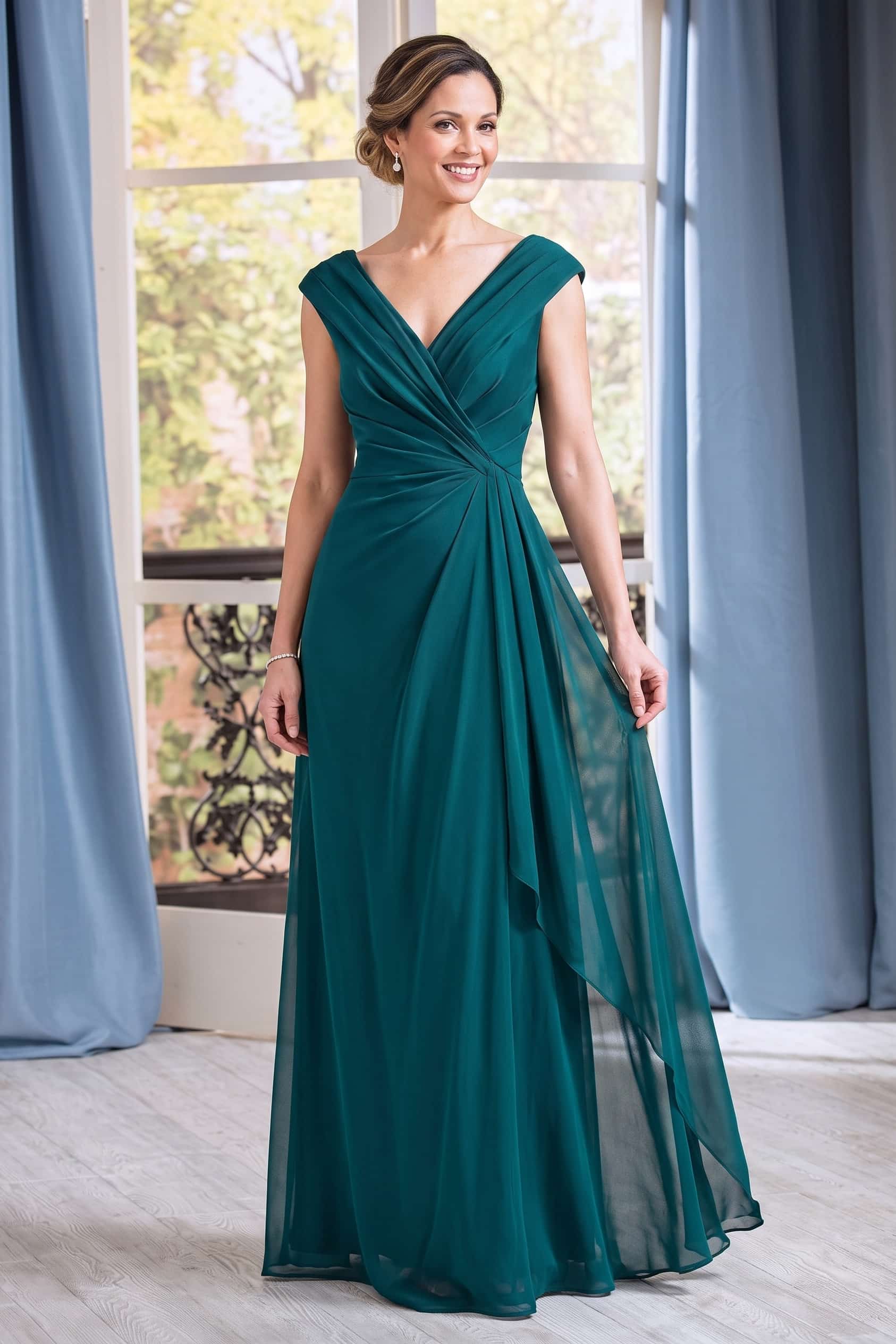A-Line Floor Length Chiffon Mother Dress CM0076