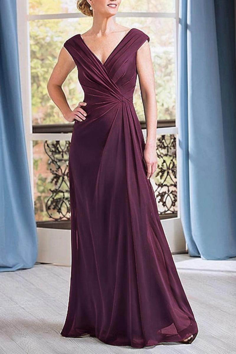 A-Line Floor Length Chiffon Mother Dress CM0076