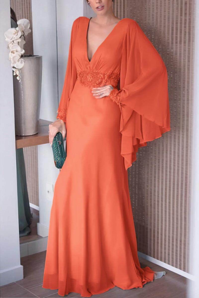 Sheath-Column Sweep-Brush Train Chiffon Mother Dress CM0077