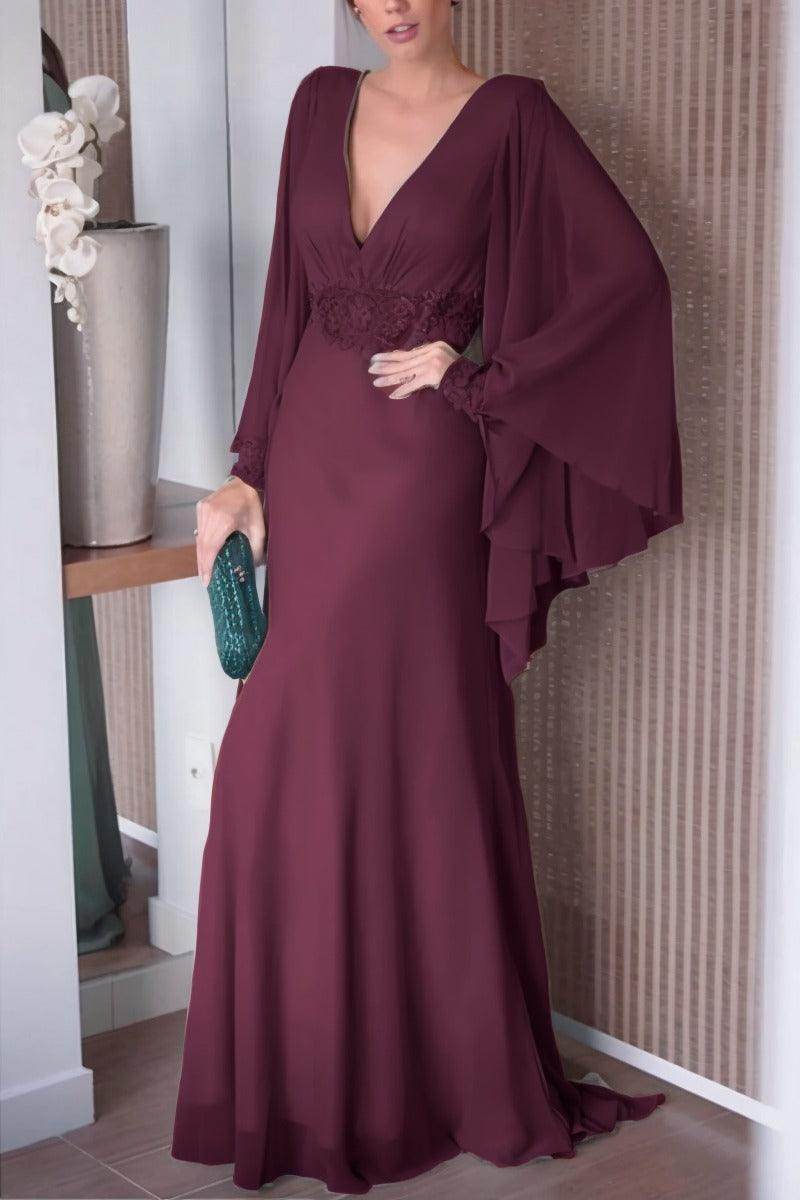 Sheath-Column Sweep-Brush Train Chiffon Mother Dress CM0077