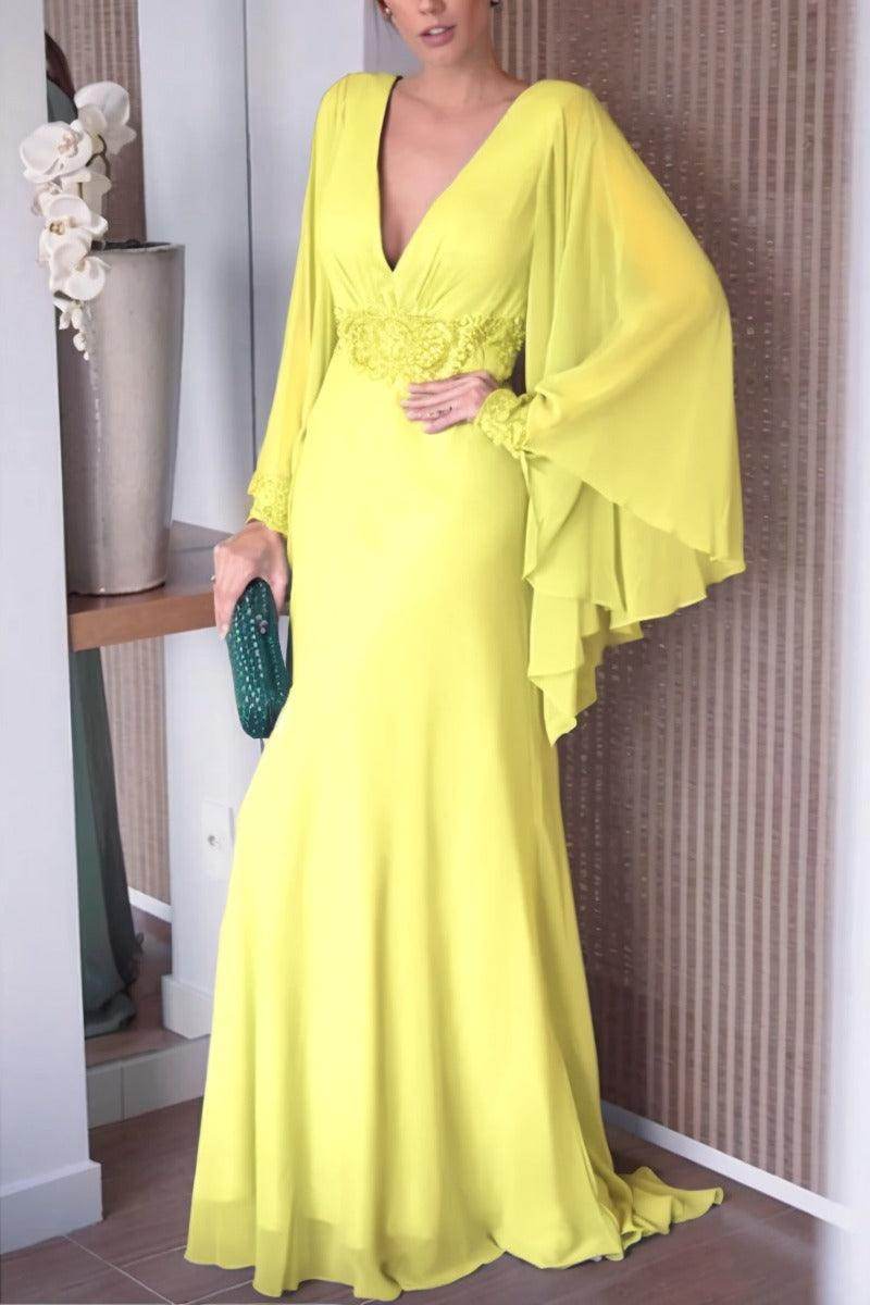 Sheath-Column Sweep-Brush Train Chiffon Mother Dress CM0077