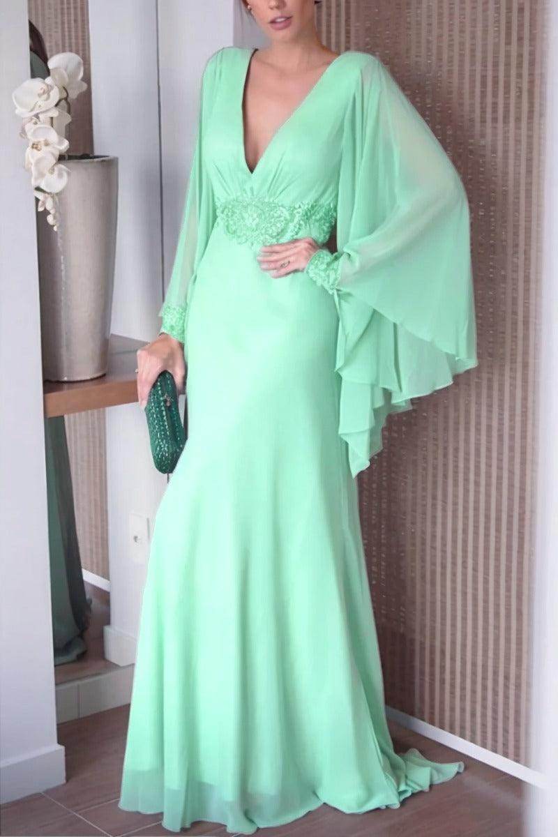 Sheath-Column Sweep-Brush Train Chiffon Mother Dress CM0077