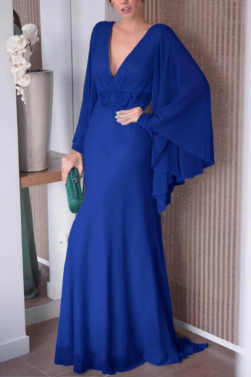 Sheath-Column Sweep-Brush Train Chiffon Mother Dress CM0077