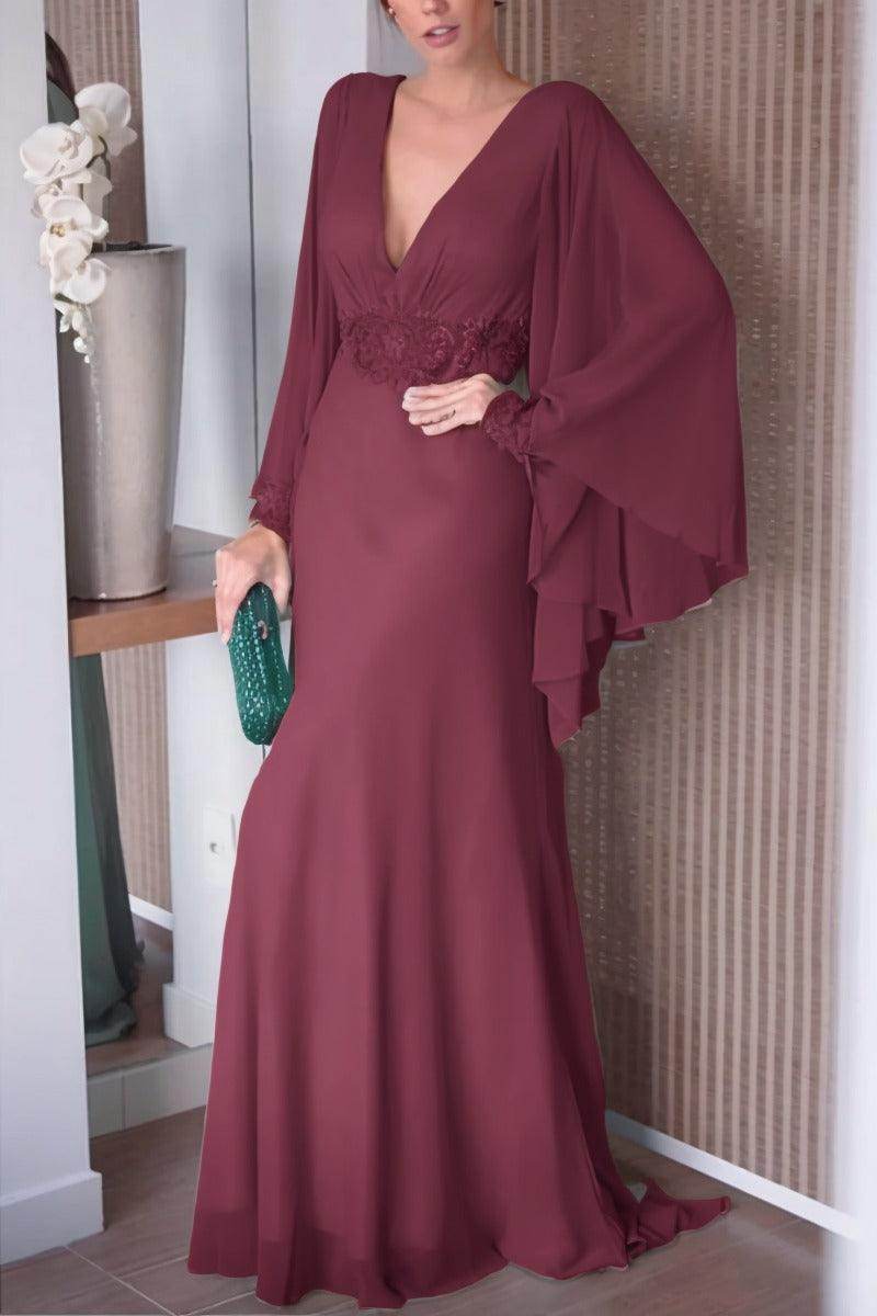 Sheath-Column Sweep-Brush Train Chiffon Mother Dress CM0077
