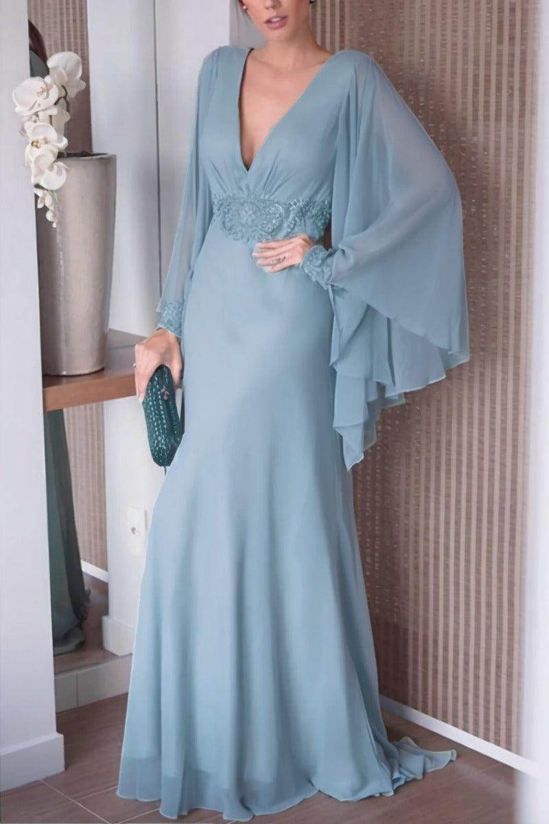Sheath-Column Sweep-Brush Train Chiffon Mother Dress CM0077