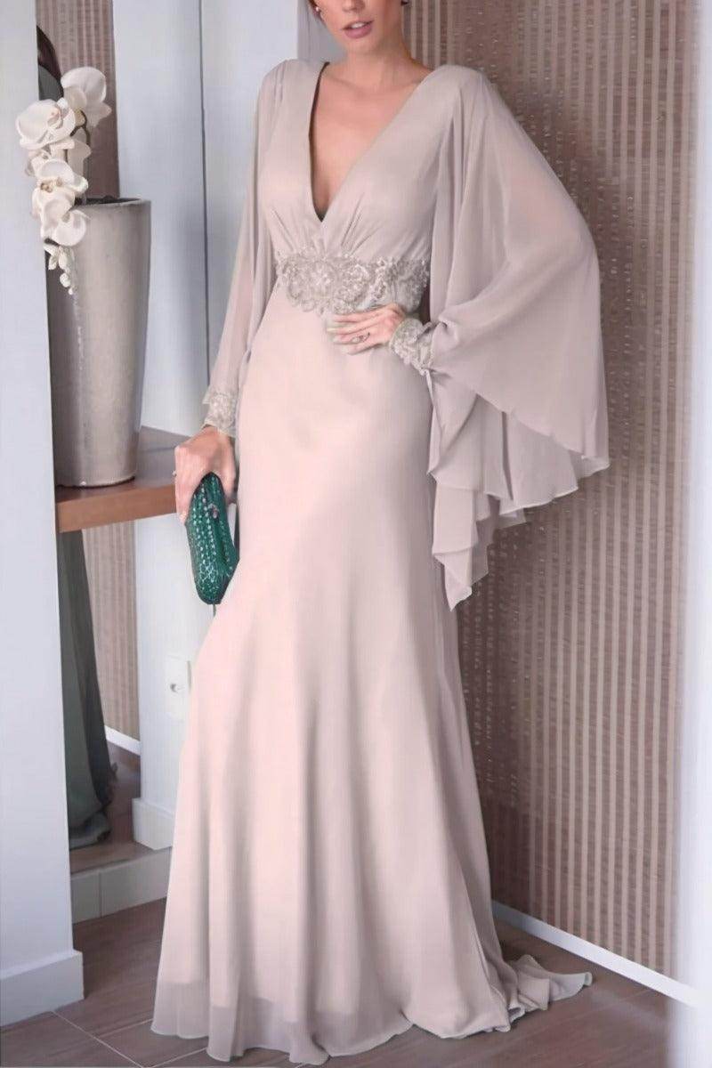 Sheath-Column Sweep-Brush Train Chiffon Mother Dress CM0077