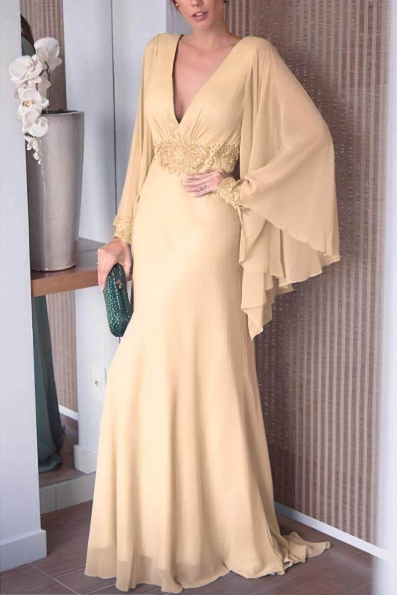 Sheath-Column Sweep-Brush Train Chiffon Mother Dress CM0077