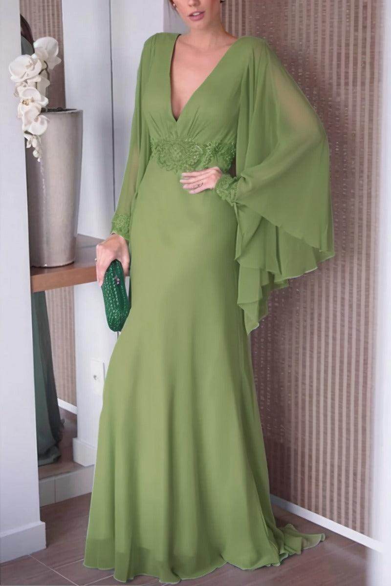 Sheath-Column Sweep-Brush Train Chiffon Mother Dress CM0077