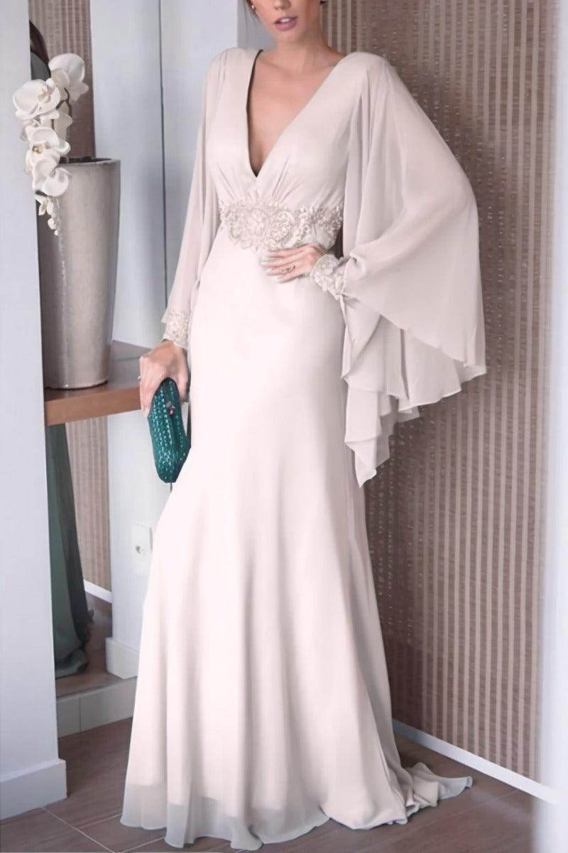 Sheath-Column Sweep-Brush Train Chiffon Mother Dress CM0077