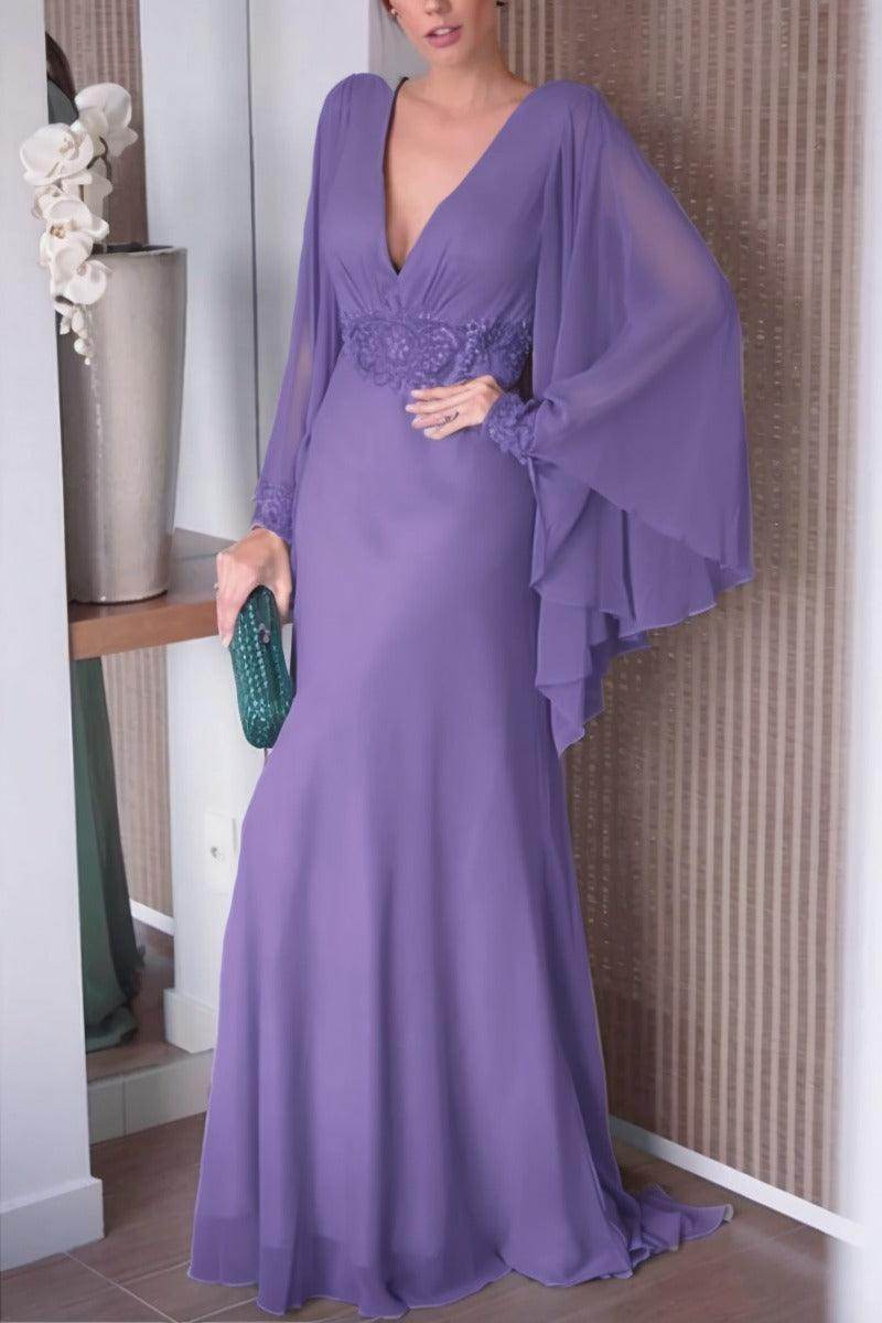 Sheath-Column Sweep-Brush Train Chiffon Mother Dress CM0077