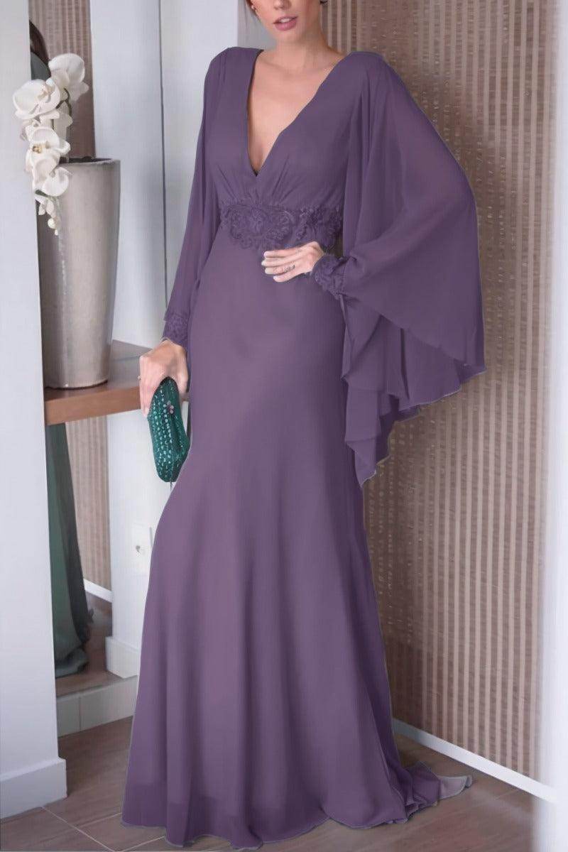 Sheath-Column Sweep-Brush Train Chiffon Mother Dress CM0077