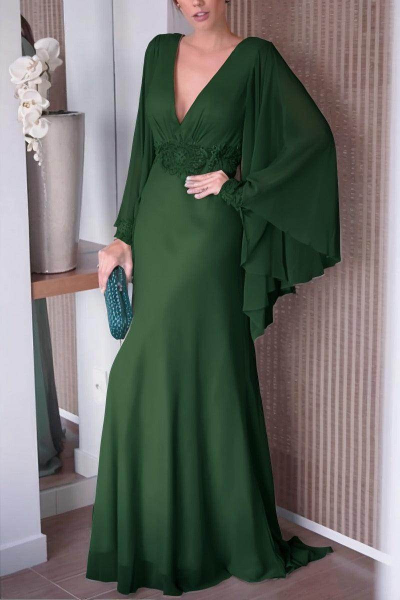 Sheath-Column Sweep-Brush Train Chiffon Mother Dress CM0077