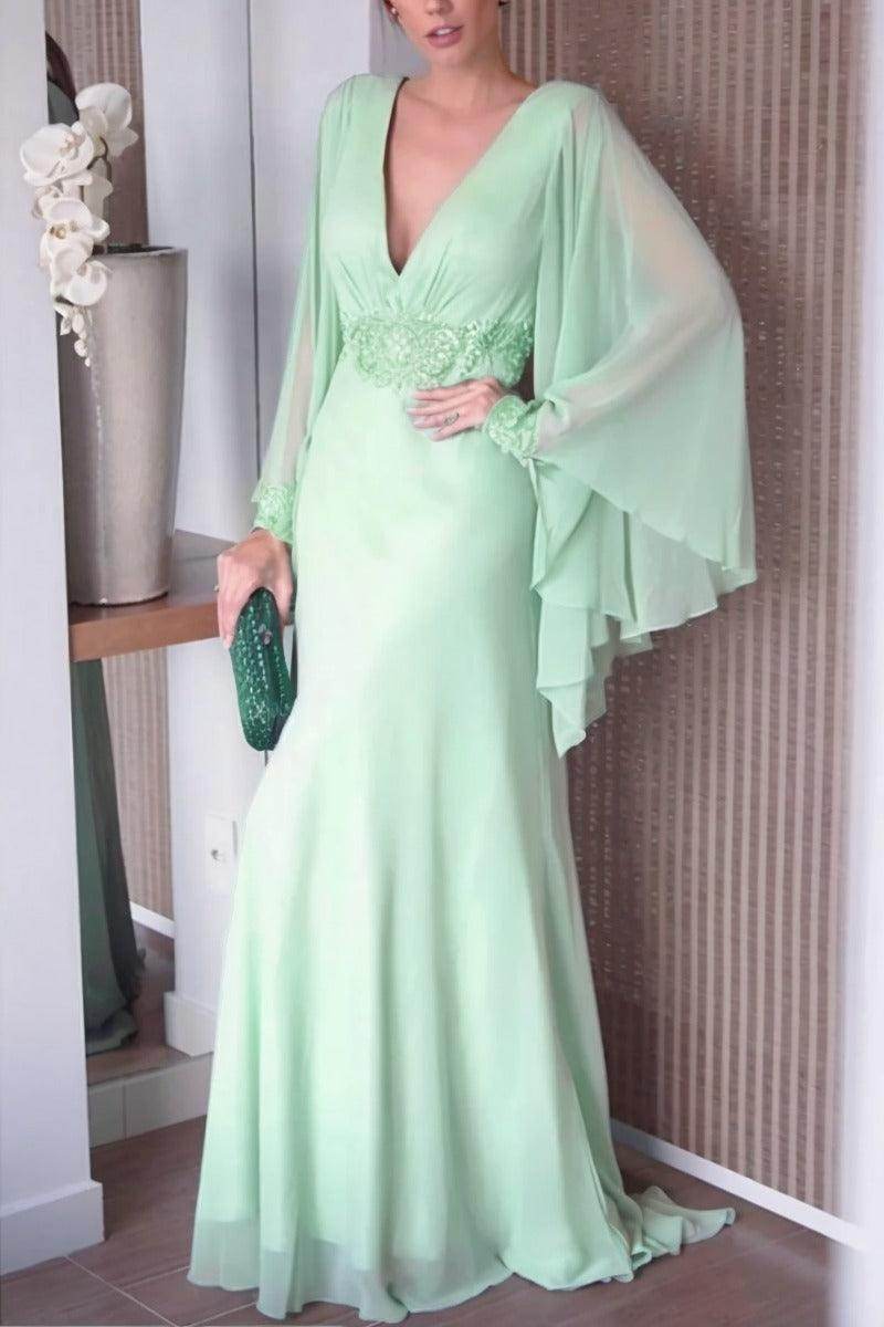 Sheath-Column Sweep-Brush Train Chiffon Mother Dress CM0077