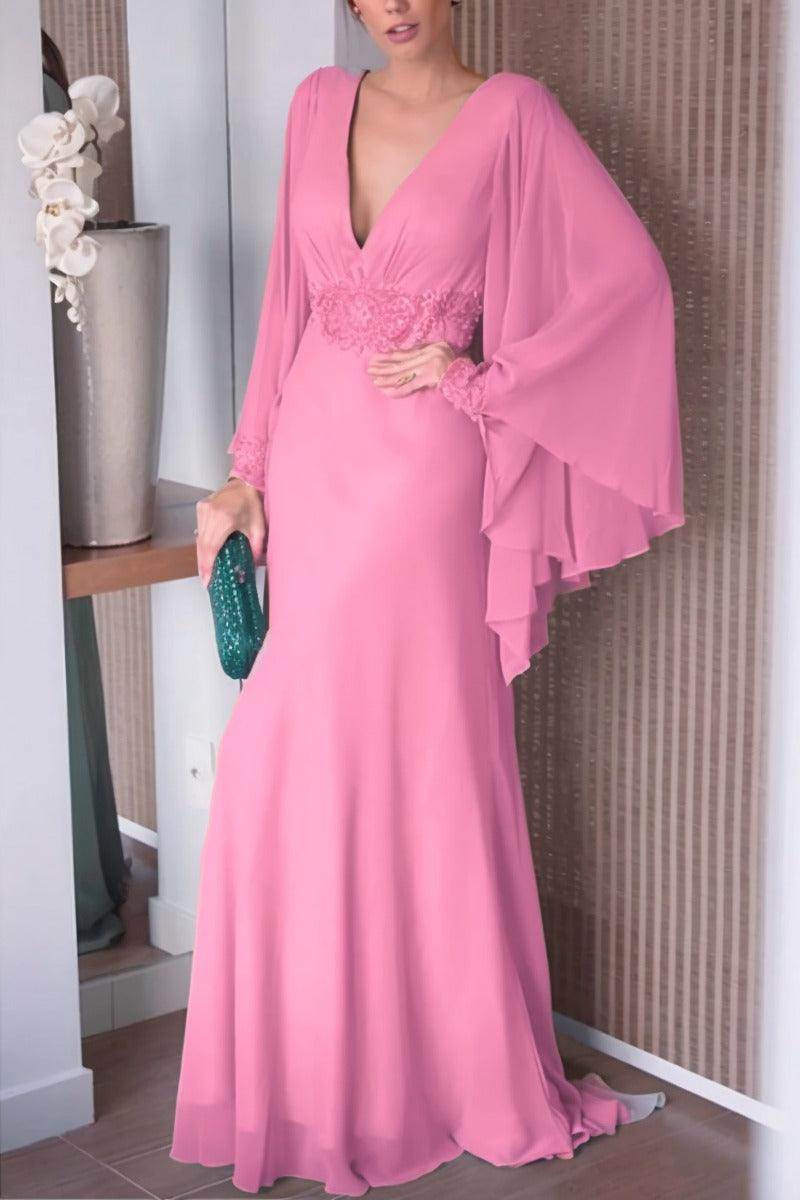 Sheath-Column Sweep-Brush Train Chiffon Mother Dress CM0077