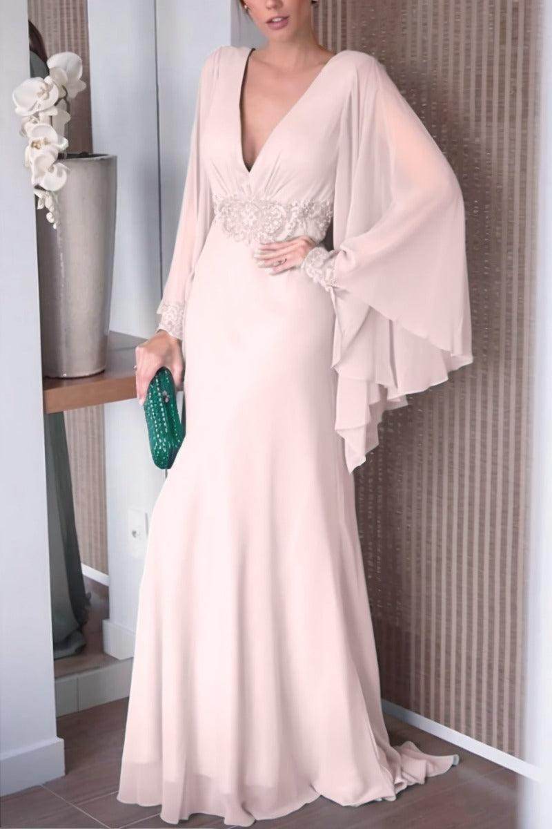 Sheath-Column Sweep-Brush Train Chiffon Mother Dress CM0077