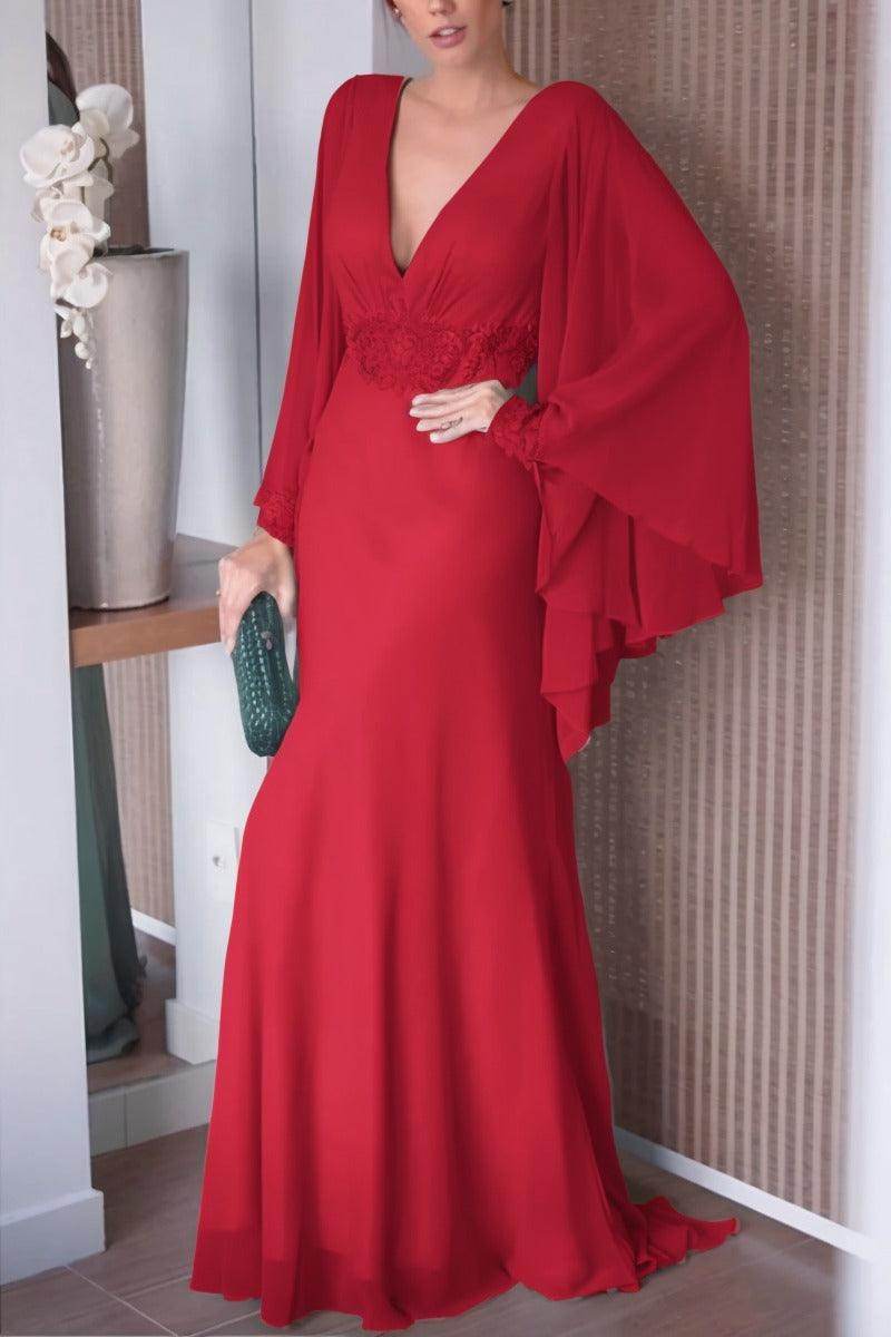 Sheath-Column Sweep-Brush Train Chiffon Mother Dress CM0077