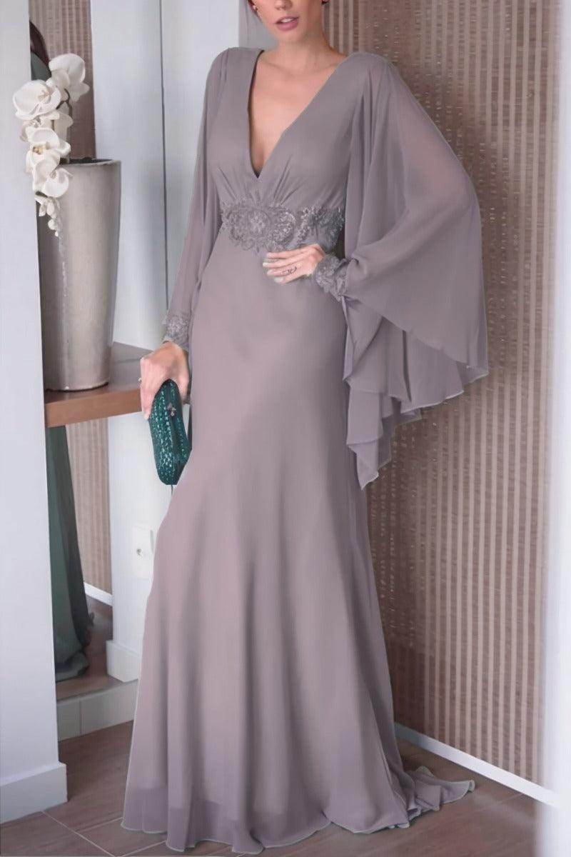 Sheath-Column Sweep-Brush Train Chiffon Mother Dress CM0077