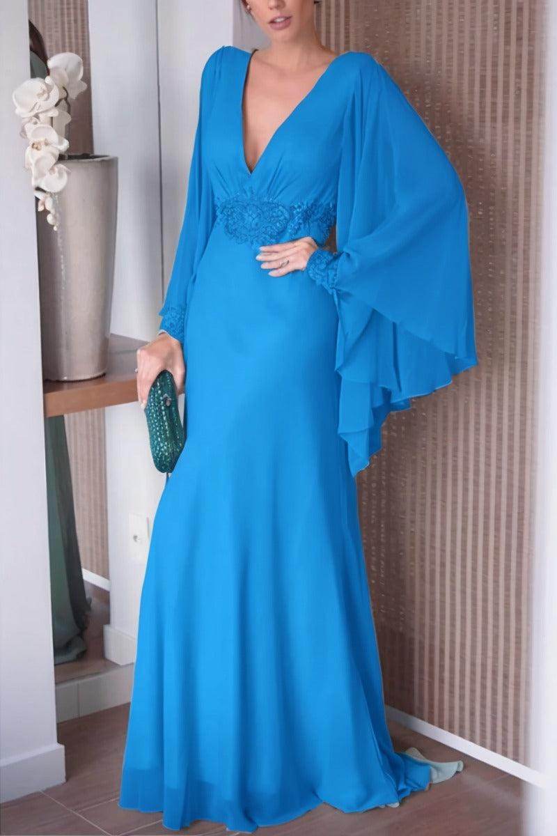 Sheath-Column Sweep-Brush Train Chiffon Mother Dress CM0077