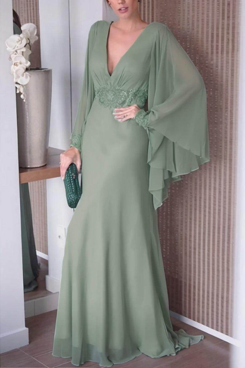 Sheath-Column Sweep-Brush Train Chiffon Mother Dress CM0077