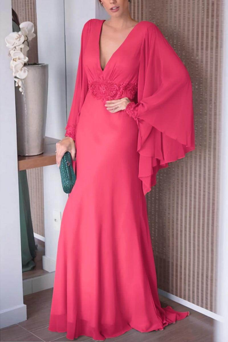 Sheath-Column Sweep-Brush Train Chiffon Mother Dress CM0077