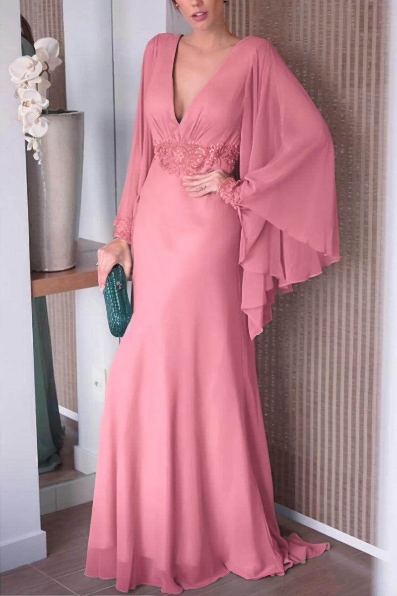 Sheath-Column Sweep-Brush Train Chiffon Mother Dress CM0077