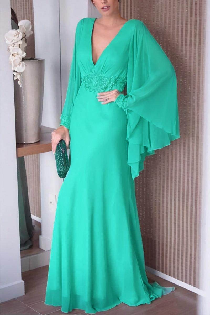 Sheath-Column Sweep-Brush Train Chiffon Mother Dress CM0077