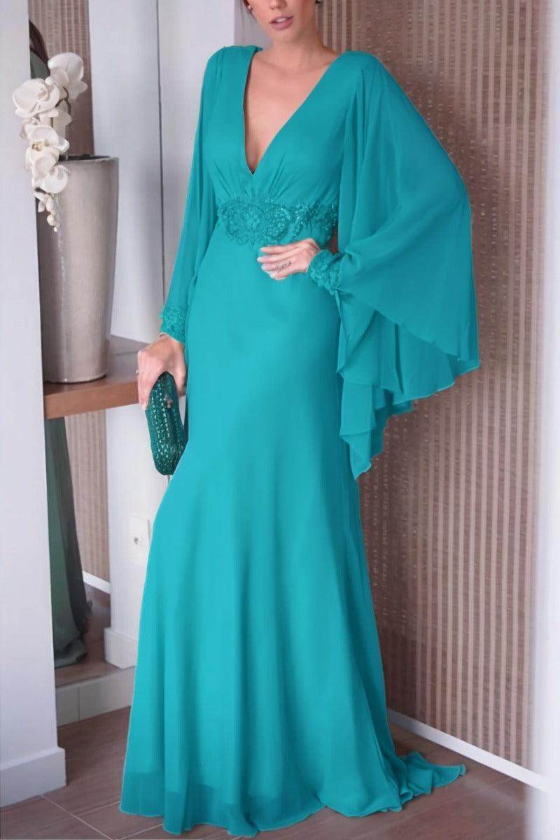 Sheath-Column Sweep-Brush Train Chiffon Mother Dress CM0077