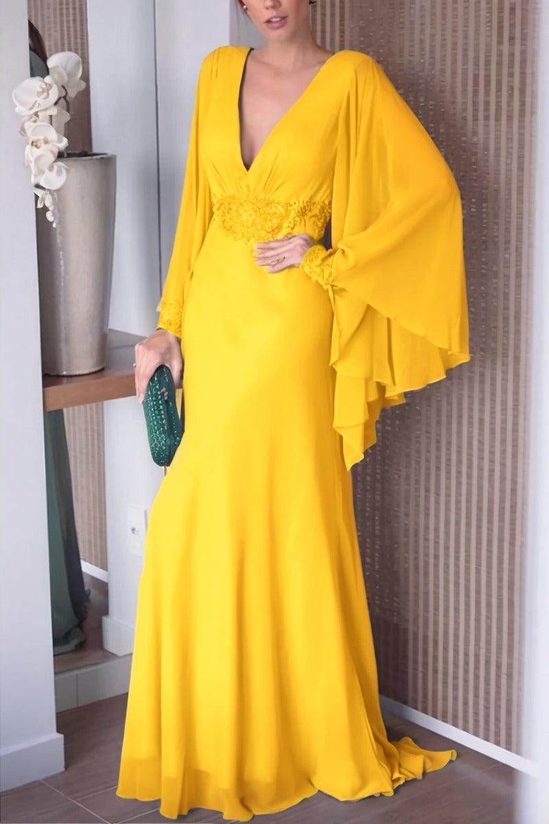 Sheath-Column Sweep-Brush Train Chiffon Mother Dress CM0077
