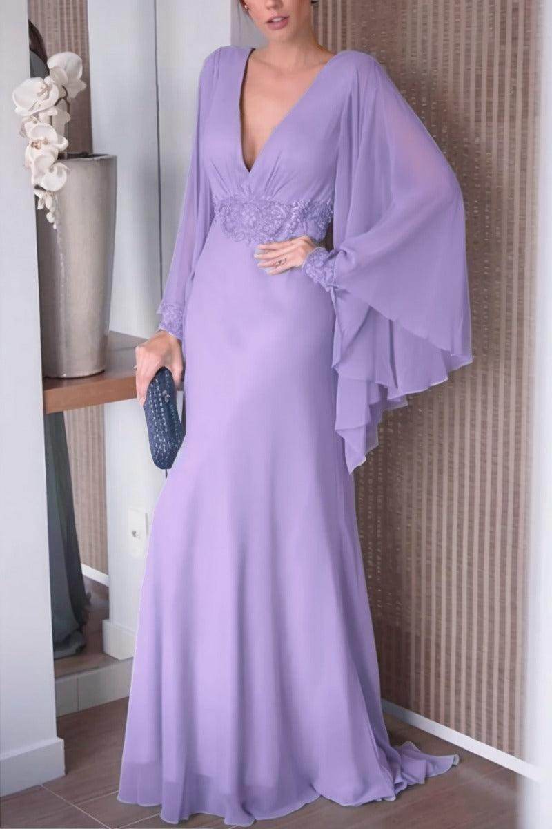 Sheath-Column Sweep-Brush Train Chiffon Mother Dress CM0077