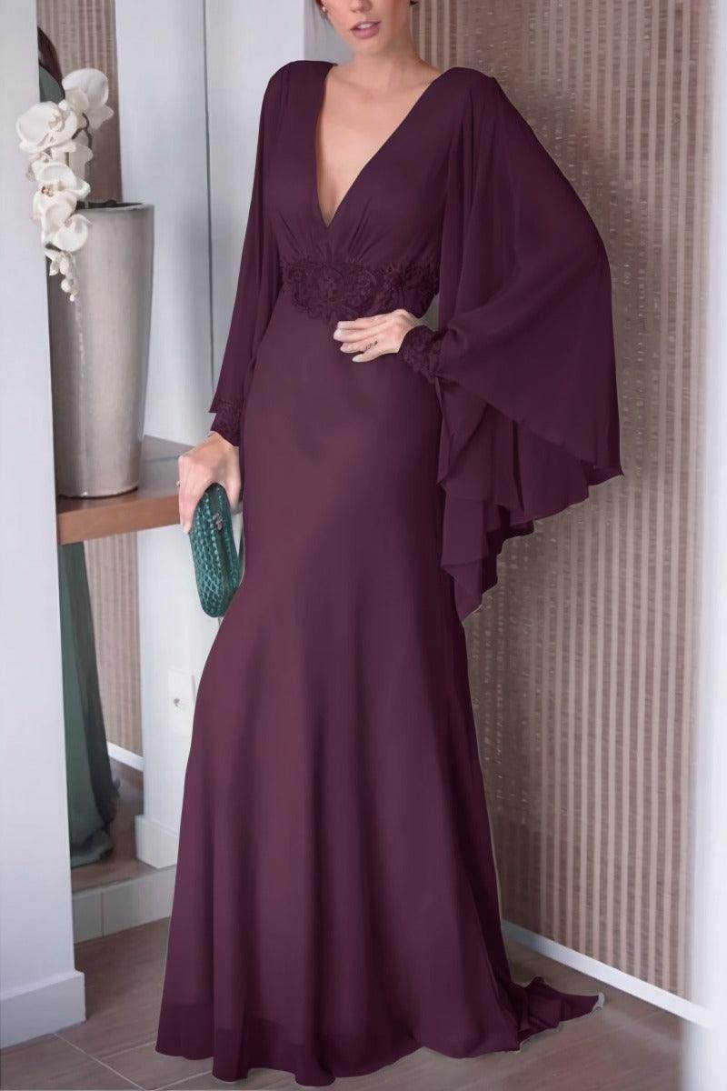 Sheath-Column Sweep-Brush Train Chiffon Mother Dress CM0077