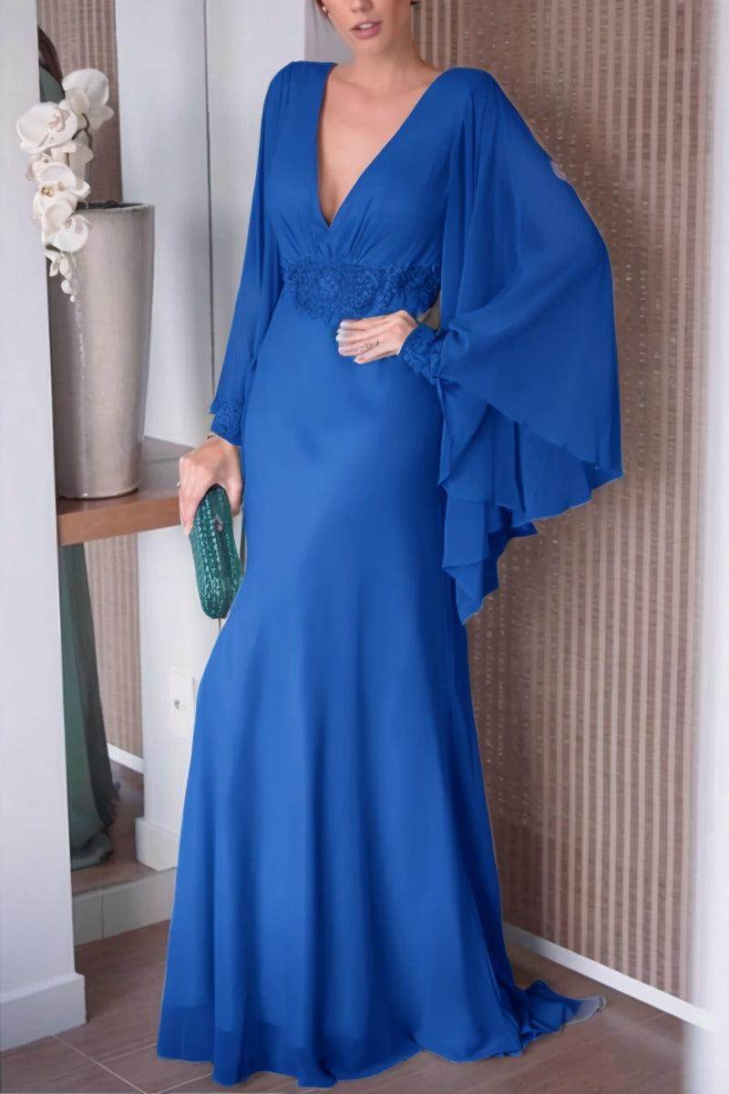 Sheath-Column Sweep-Brush Train Chiffon Mother Dress CM0077