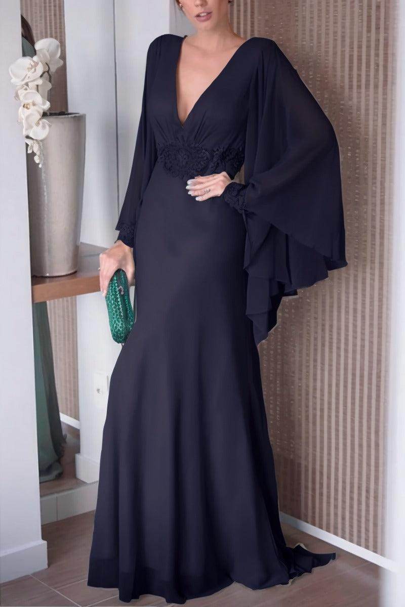 Sheath-Column Sweep-Brush Train Chiffon Mother Dress CM0077