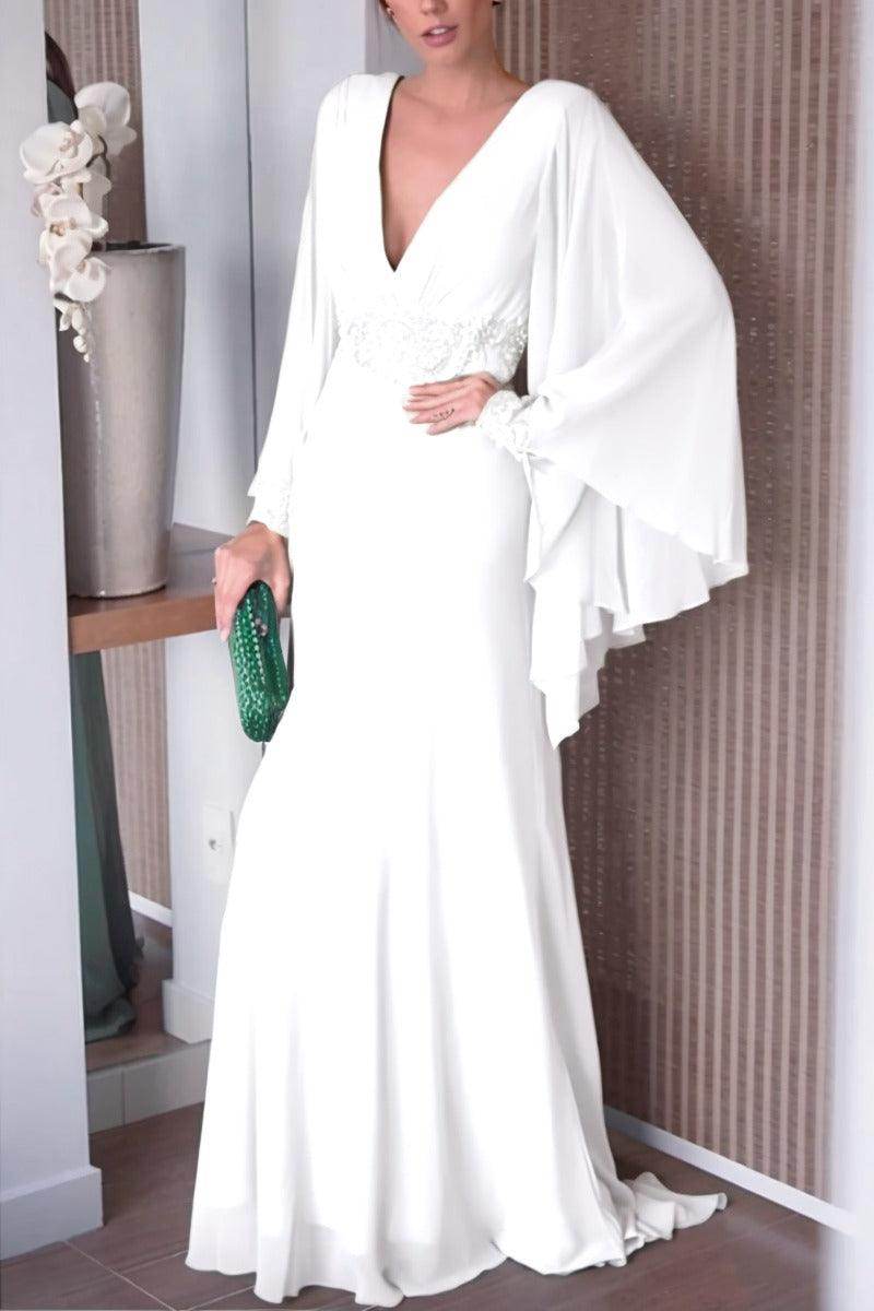 Sheath-Column Sweep-Brush Train Chiffon Mother Dress CM0077