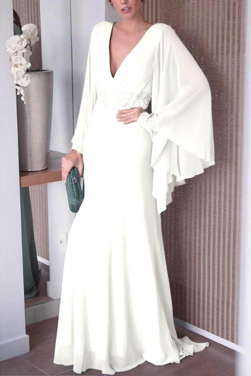 Sheath-Column Sweep-Brush Train Chiffon Mother Dress CM0077