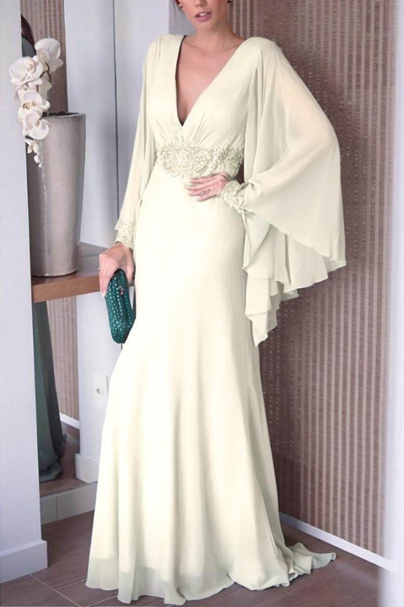 Sheath-Column Sweep-Brush Train Chiffon Mother Dress CM0077