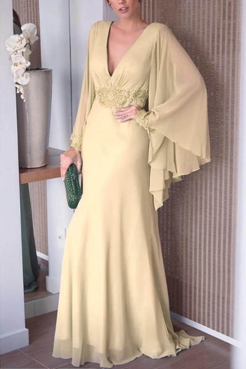 Sheath-Column Sweep-Brush Train Chiffon Mother Dress CM0077
