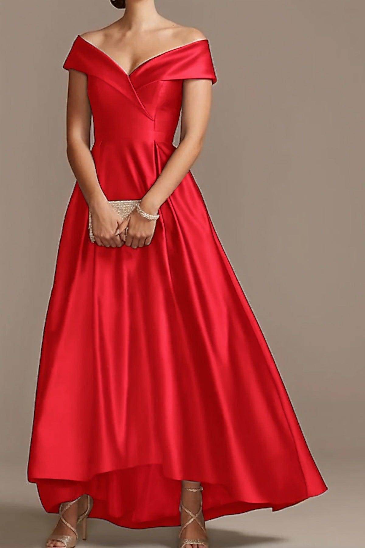 High Low Ankle Length Satin Mother Dress CM0078