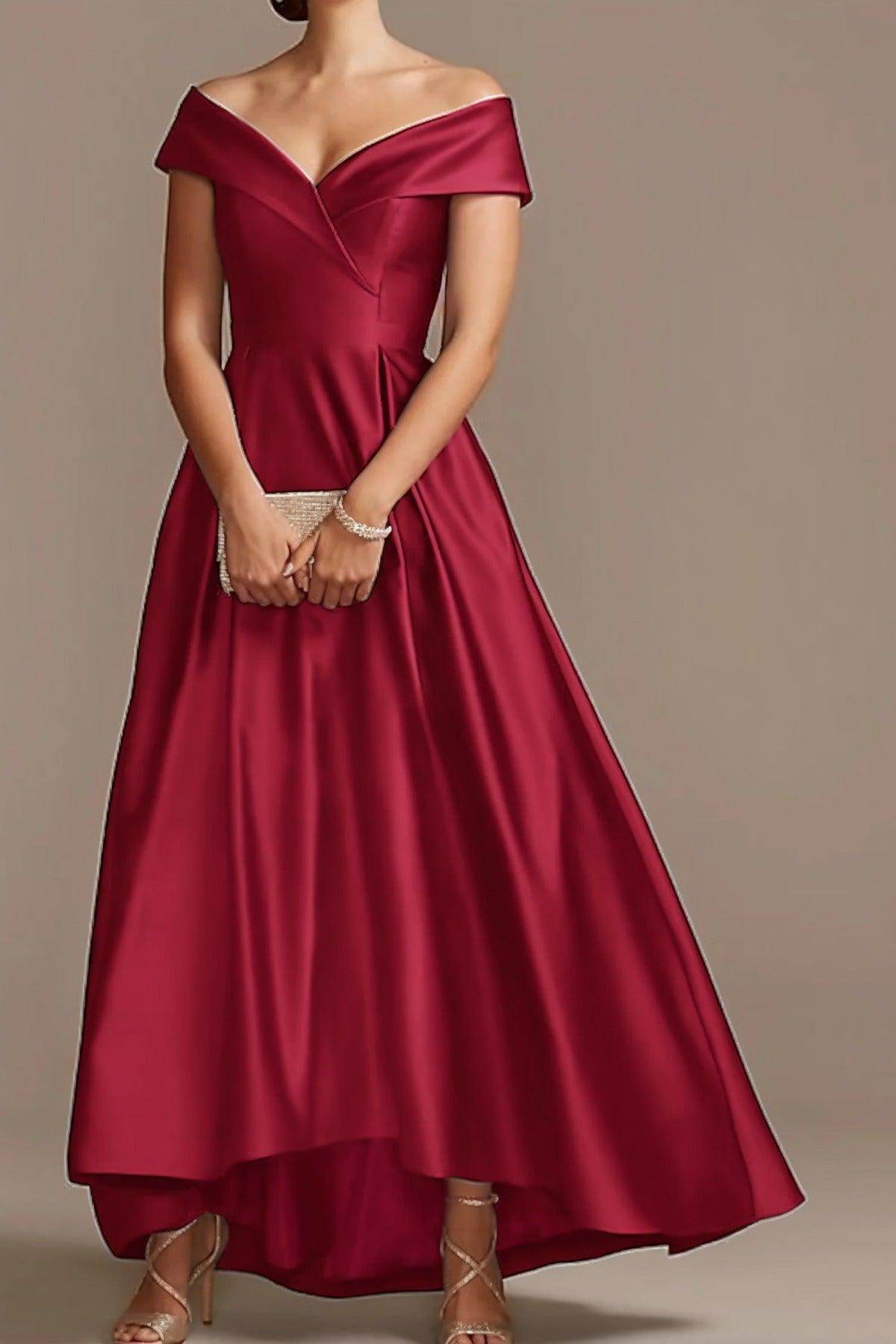 High Low Ankle Length Satin Mother Dress CM0078
