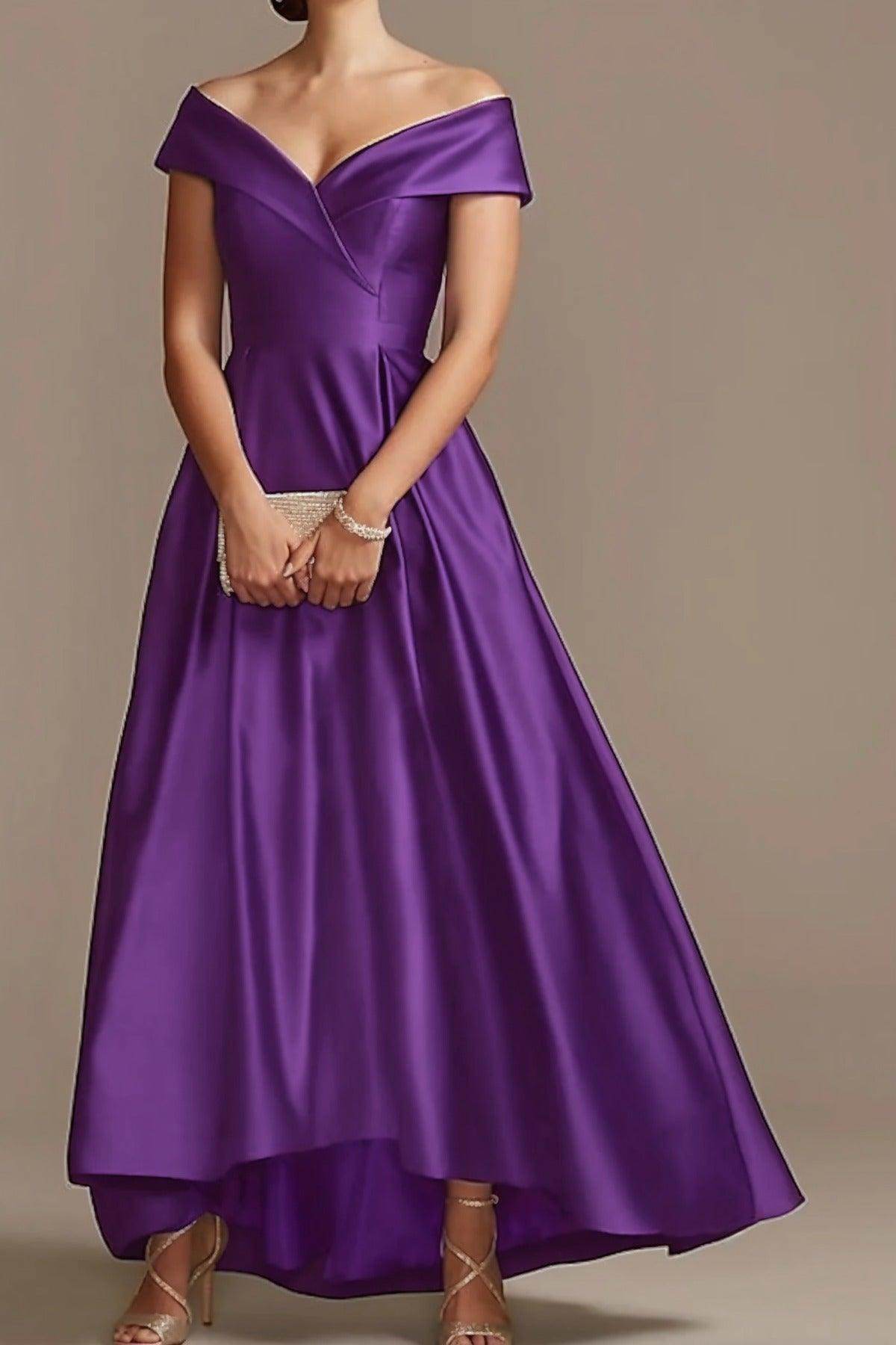 High Low Ankle Length Satin Mother Dress CM0078