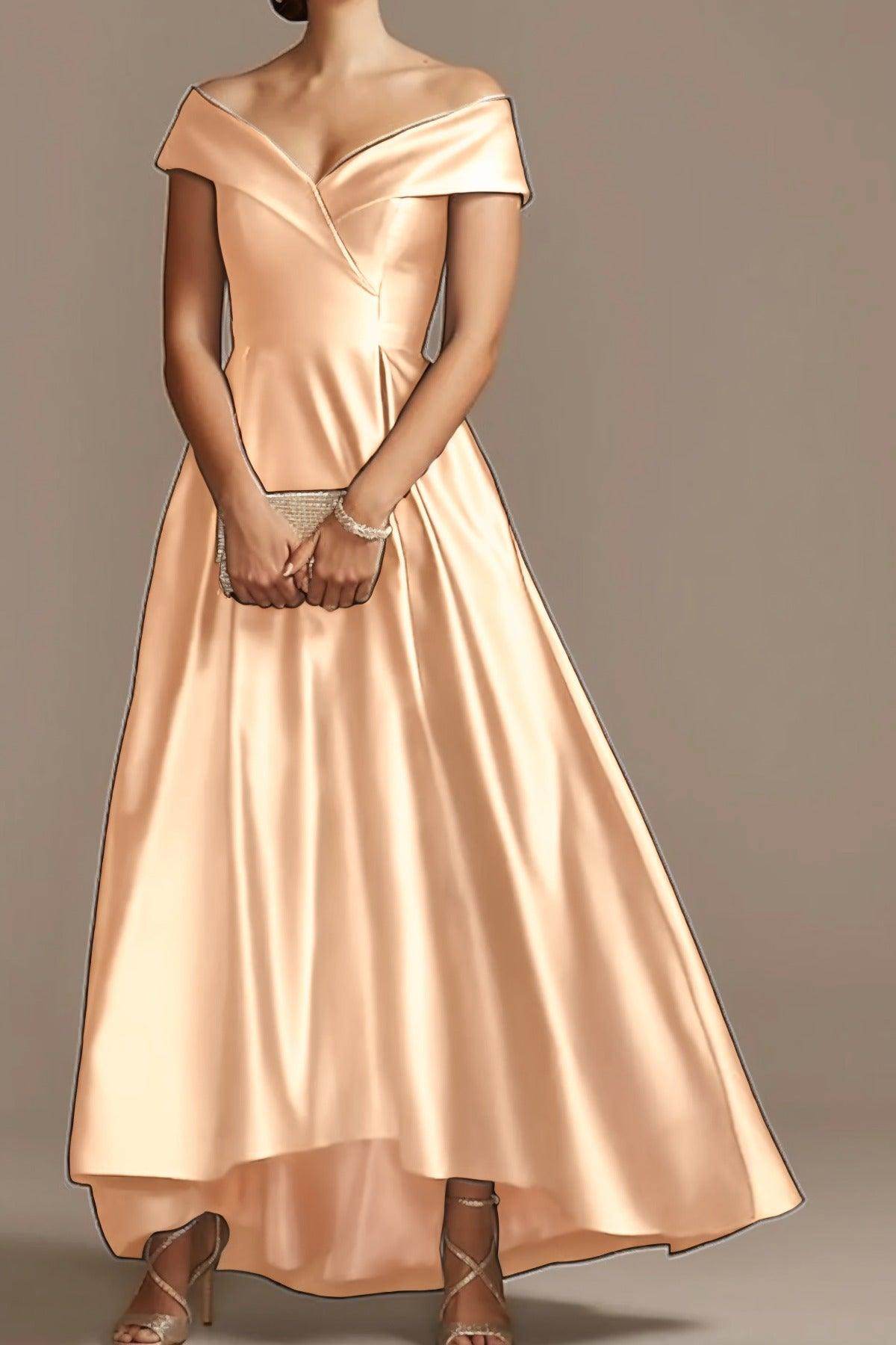High Low Ankle Length Satin Mother Dress CM0078