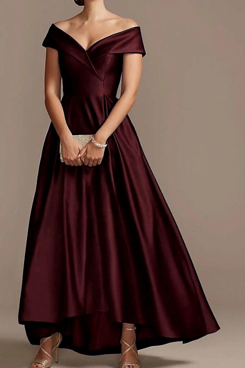 High Low Ankle Length Satin Mother Dress CM0078