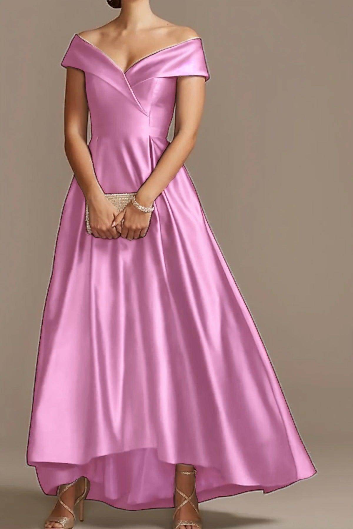 High Low Ankle Length Satin Mother Dress CM0078