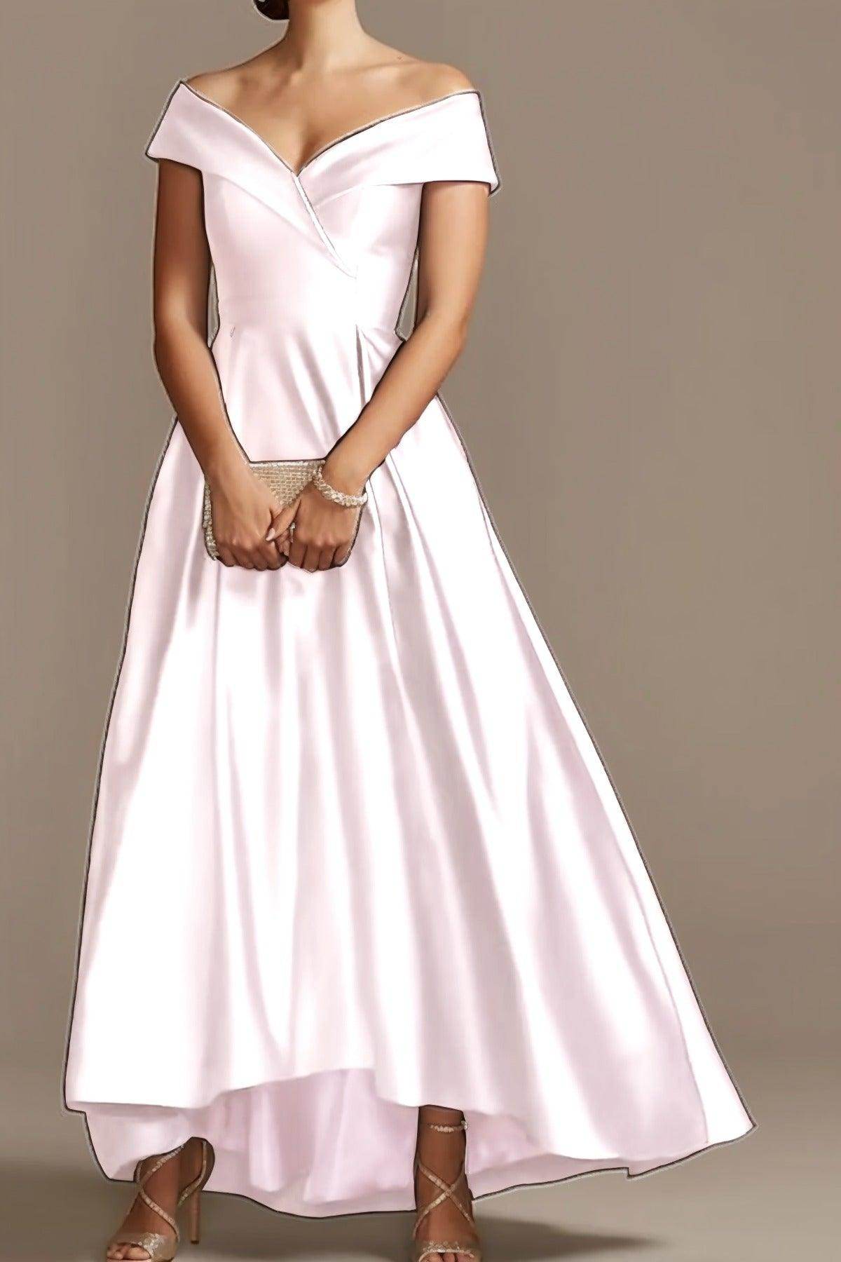 High Low Ankle Length Satin Mother Dress CM0078