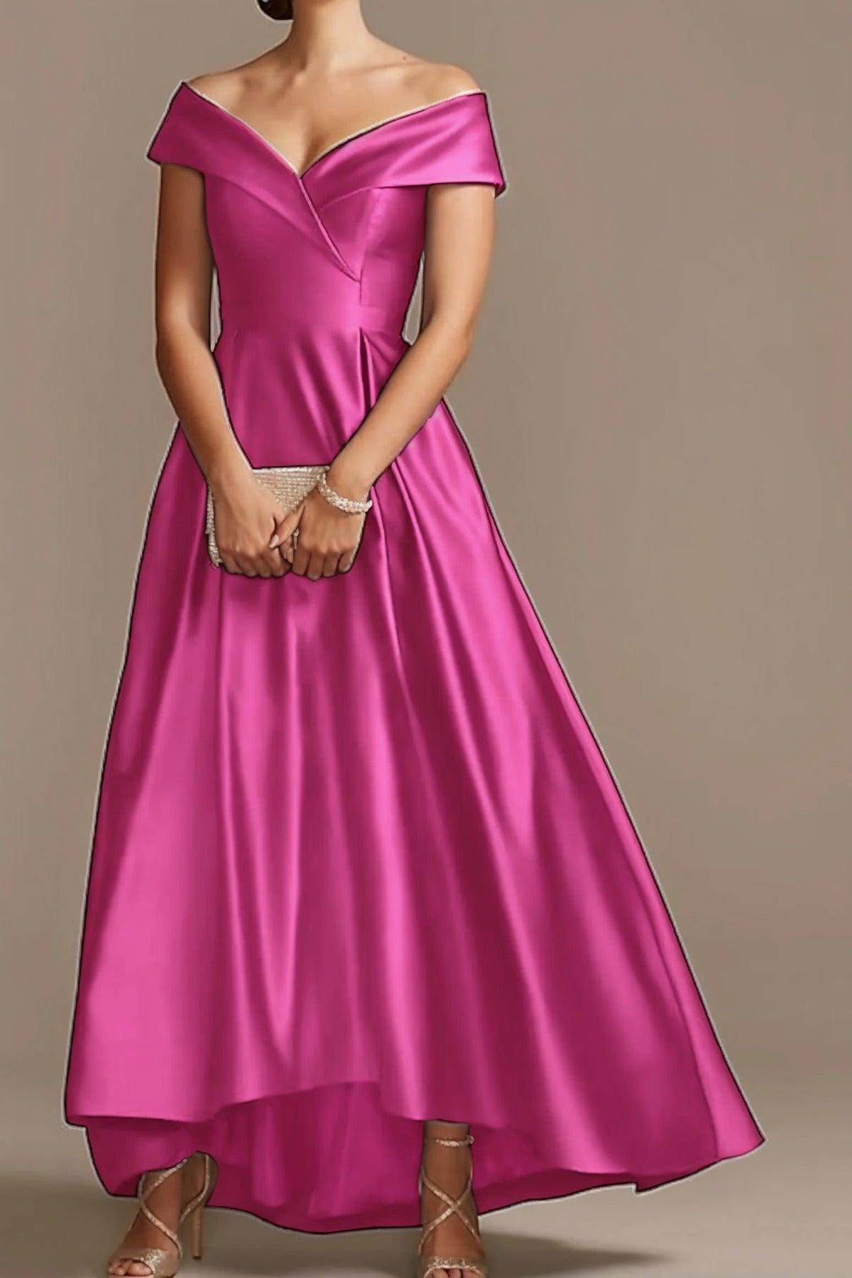 High Low Ankle Length Satin Mother Dress CM0078