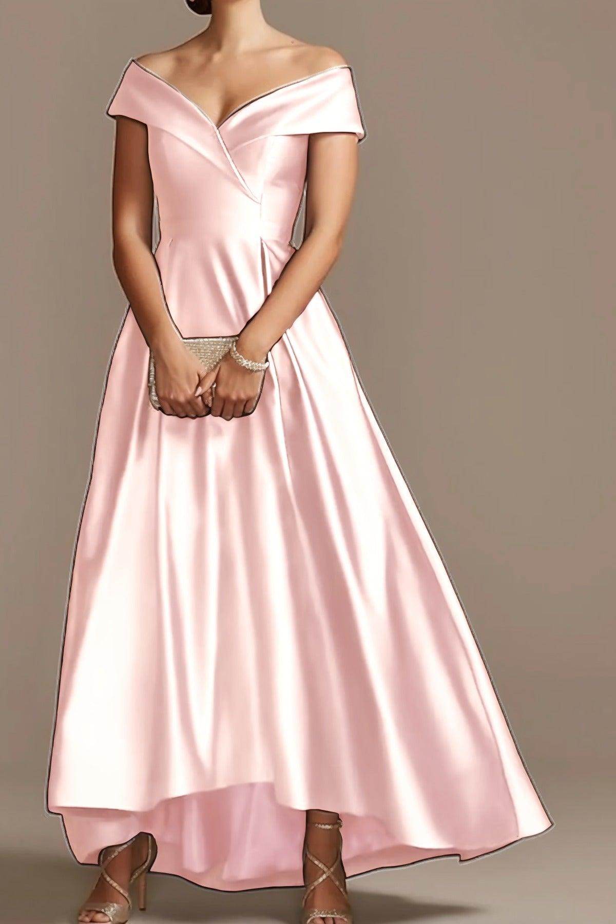 High Low Ankle Length Satin Mother Dress CM0078