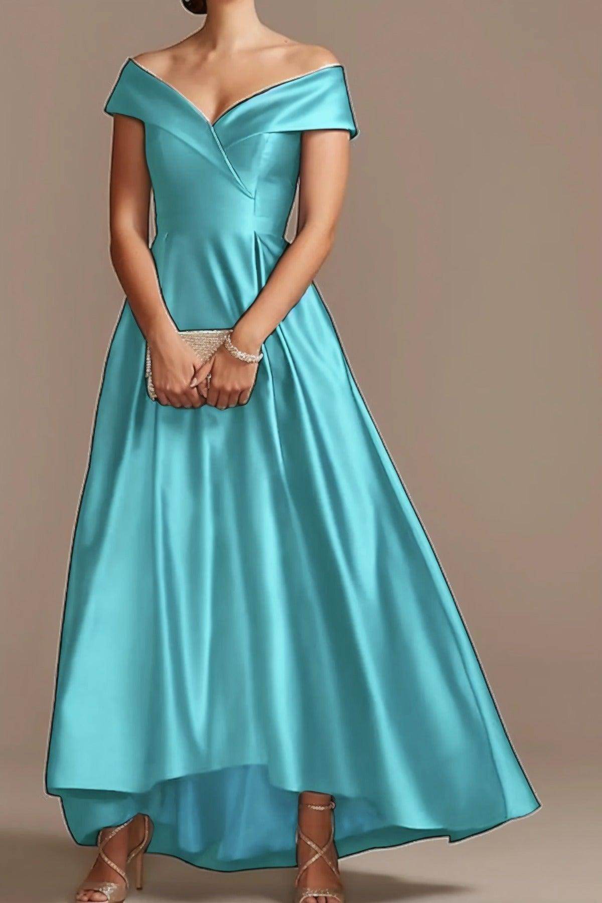 High Low Ankle Length Satin Mother Dress CM0078