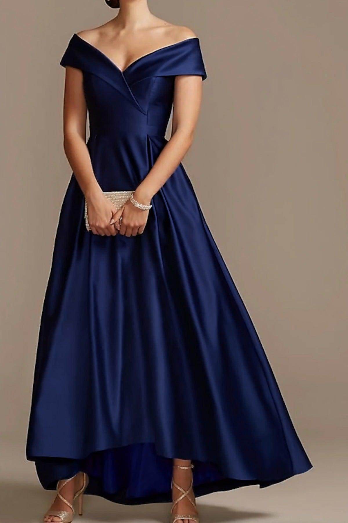 High Low Ankle Length Satin Mother Dress CM0078